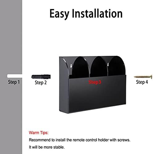 Toyvian Bedroom Accessories 1PC Wall- Mounted 3- Grid Remote Control Storage Holder Acrylic Phone Pen Key Sundry Storage Box (Black) Desk Organizers