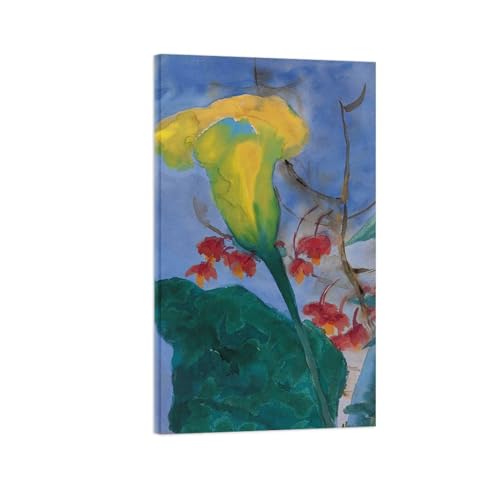 Tableaux Decoratifs Fleurs Jaunes Salon - Toile Abstrait Floral Encadrée 70x120cm