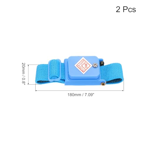Image of MECCANIXITY 2pcs Anti Static Wrist Strap, ESD Antistatic Bracelet Adjustable Cordless with Spare Bracelet for Computer Electronics Repair Blue