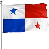 FLGCLUB Panama Panamanian Flag 3x5 Ft Outdoor, Vibrant Color Fade Resistant Panama Flags Polyster Double Stitched, Panamanian National Flag Canvas Header and Brass Grommets