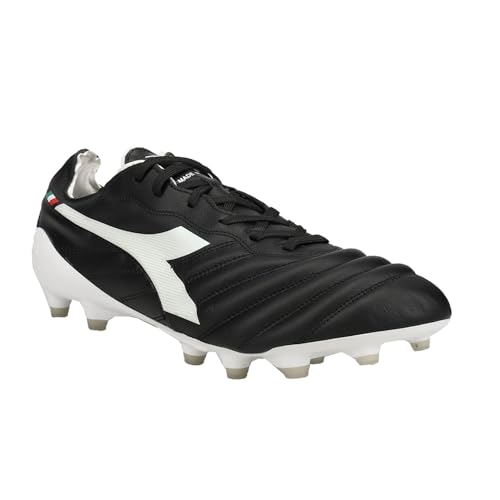 Image of Diadora Mens Brasil Elite2 Tech Made in Italy Lpx Firm Ground Football Sneakers Shoes Cleated, Firm Ground - Black