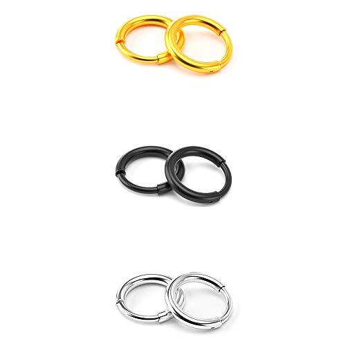 Image of Surgical Stainless Steel Hoop Earrings - Endless Small Hoop Earrings Set for Men Women, Hypoallergenic Tragus Earrings(8 /10 /12 /14mm)