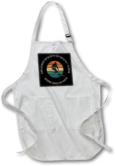 3dRose Eaglecrest, Alaska. Man skier. Yellow, black. Alpine skiing chic gift - Aprons (apr-374852)