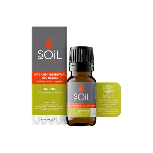 Soil Organic Essential Oil Blend 10ml, Contains Lime, Mandarin & Spearmint, Fresh Minty Citrus Aroma for Diffusers & Aromatherapy, Ideal for an Uplifting & Refreshing Atmosphere & Massage