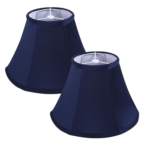 SEEYUAN KD Lamp Shades Set of 2 6x128.5 inch Natural Faux Silk Lamp Shades for Table Lamps Medium Lamp Shade for Table Lamp & Bedside Lamp No Assembly Required (Blue)