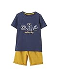Kurze Ärmel Vertbaudet Jungen T-Shirt Barouder und Bermuda aus Molton Gr. 2 Jahre, Jeans-Blau