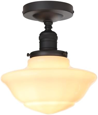 Pathson Vintage Flush Mounted Ceiling Lighting with Milk White Glass ...