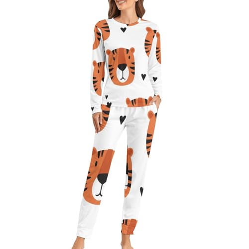 Pyjama femme dessin animé sleepwear t-shirt manches longues pantalon de nuit