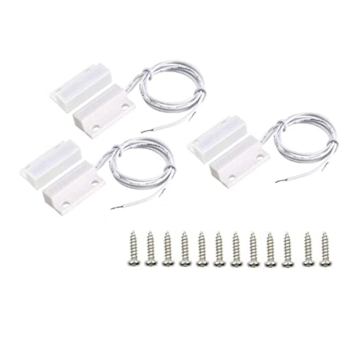 Image of Magnetic Reed Switch MC-38 NC Surface Mount Wired Door Window Alarm, Magneti Door Switch, Contact Sensor, for Home Security and Burglar Alarm Magnetic Reed Switch,Sets of 3