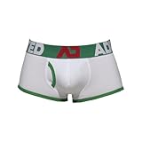 Addicted - Ropa Interior Bóxers Ajustados Hombre - Open Fly Cotton Trunk White/Green - 1x Tamaño XL