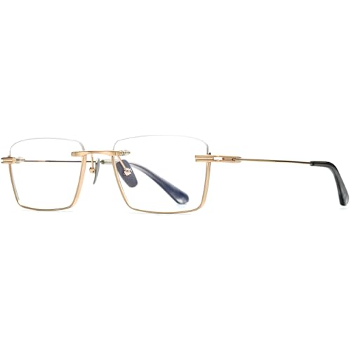 Image of FONEX Pure Titanium Glasses Frame Men Semi Rimless Square Eyeglasses Eyewear DTX416