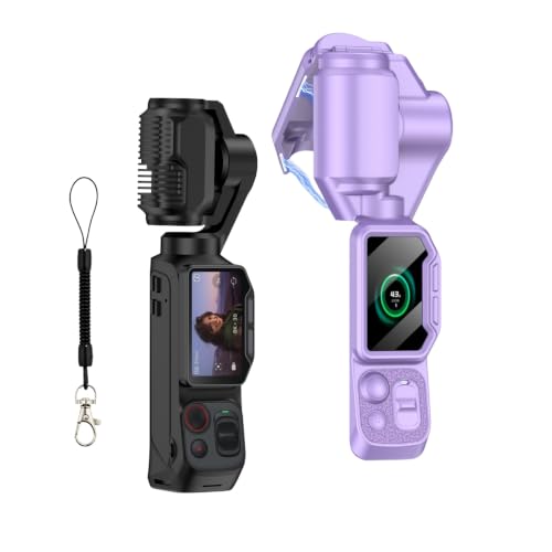 Funda para Insta360 LUN antigolpes que protege el cardán y la pantalla con tapa morada