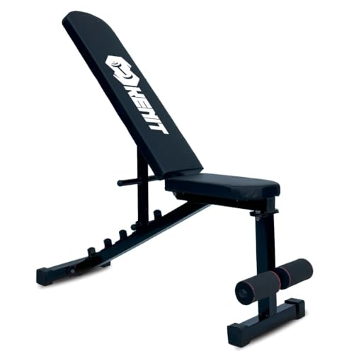 KENIT Adjustable Bench with 5 Levels, Flat, Incline & Decline with Leg Support, Adjustable Strength Training Bench for Full Body Workout (Black), 250 Kg