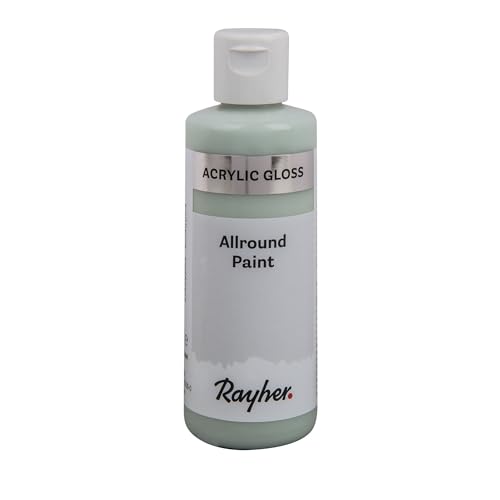 Rayher Allround Paint Gloss Acrylfarbe, eukalyptus, Flasche 80 ml, glänzende Hobby-Acrylfarbe für Bastelarbeiten und Acrylmaltechniken, speichel- und schweißecht, für saugende Untergründe, 35085502