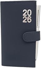 2026 Week To View Premium Padded Slim Pocket Diary Stud Close Diary With Pen (Blue)