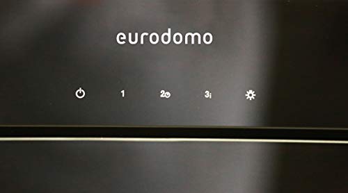 Image of Eurodomo 60 cm 1200 m /hr curved glass Kitchen Chimney (HOOD GARNET TC BK 60 (EURODOMO), Baffle Filter, Touch Control, Black)