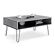 Viosimc Couchtisch Betonoptik Industrial Style Wohnzimmertisch, Beton und Schwarzem Industriesofa Beistelltisch, Mitteltisch mit stilvollen Metallbeinen, Stilvoller Moderner (Beton - Schwarz)