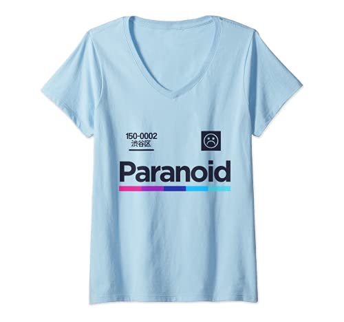 Mujer Paranoid - Aesthetic Vintage Vaporwave Fashion Camiseta Cuello V