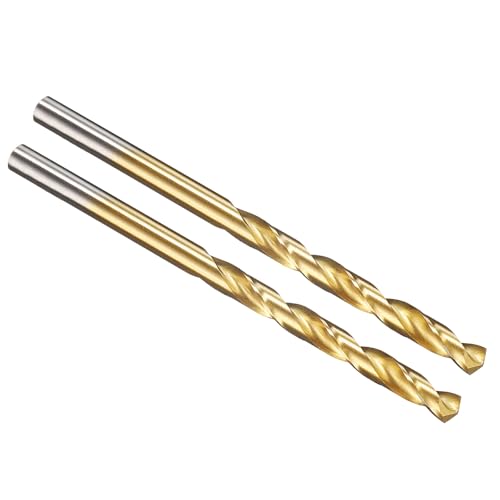 PATIKIL 4mm Drill Bit, Jobber Straight Shank M2 High-Speed Steel 135° Titanium Nitride TiN Coated for Stainless Steel Hard Metal - 2 Pack