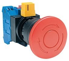 IDEC Corporation HW1B-Y2F01-R Switch, Emergency Stop, PUSH PULL, 40MM MUSHROOM, 1NC