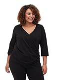 Zizzi Große Größen Damen Baumwollbluse mit 3/4-Ärmeln Gr - Plus Size Damen Kleidung 42-44 Black