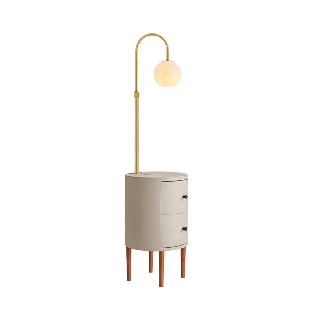 Jian1004 Floor Lamp, LED Floor Lamp with Drawers, USB & Nightstand(Grey)