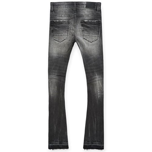 kids Sean Knee Shred Stacked Jeans (Black Shadow)2