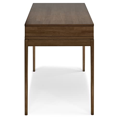 SIMPLIHOME Harper Small Desk - 48 Inch Wide Solid Hardwood Writing Desk in Walnut Brown, Mid-Century Modern Home Office Computer Table for Study with 2 Drawers and Flip-Down Keyboard Tray by SIMPLIHOME - Image 6