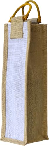EliteGriko Borsa Porta Bottiglie in Juta con Manici in Bambù, Portabottiglie Vino Regalo, Sacchetti Porta Bottiglie di Vino, Borsa di tela Eco-friendly per Bottiglie di Vino Spumante Champagne