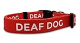 Deaf Dog Collar - Hard of Hearing Warning - Hearing Impaired Dog - No Limited Hearing for Small Medium Large Dogs (L, Red)