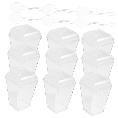 PRETYZOOM 2 Conjuntos De Copo De Sorvete Quadrado Colheres De Sobremesa Pequenas Copo De Sobremesa C