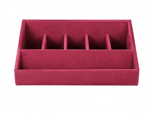 Image of La Trove 5 Slot Belt Organizer Display Tray for Men, Dark Pink | Stackable tray keeps formal, casual and leather belts arranged neatly in wardrobe, closet, drawer, dresser or dressing table