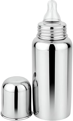 Baby Steel Feeding Bottle 240ml | Baby Milk Bottle with Advanced Anti Colic Valve, BPA Free, Soft Silicone Teat, Wide Neck for Babies/Infants/Newborn