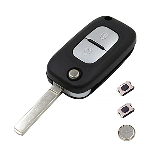 LAKOMODO Coque Clé Plip Télécommande pour Renault Clio 3 Kangoo Master Modus Trafic Twingo Wind Megane -2 Boutons- avec 2 Switchs+Pile