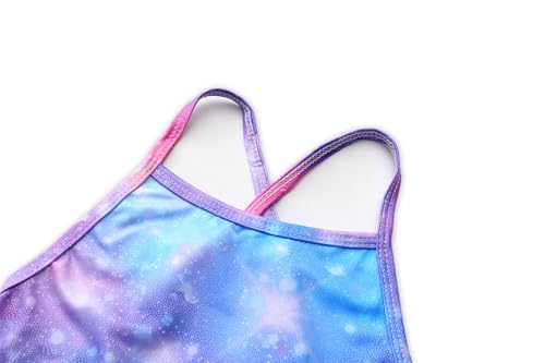 Image of iLover Girls Sparkle One Piece Swimsuits Crossback Swimwear Beach Bathing Suit with Adjustable Strap 4-10 Years