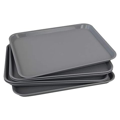 Cadineer 6-Pack Grey Serving Trays, Fast Food Trays, Plastic Drink Serving Tray Cover