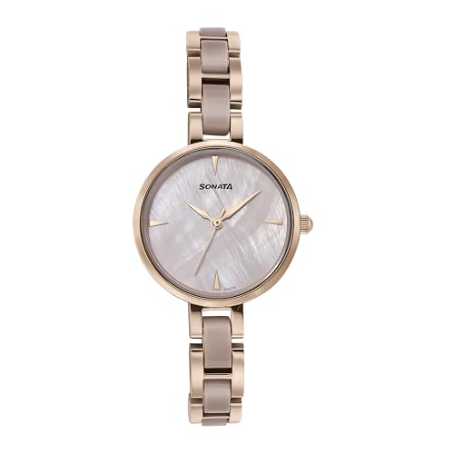 Sonata Quartz Analog Mother of Pearl Dial Two Toned Stainless Steel Strap Watch for Women (B0DCNFXLGF) Amazon Price History, Amazon Price Tracker