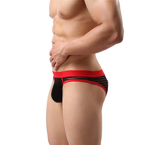 Men's Athletic Supporter Performance Jockstrap Elastic Waistband Underwear(203-Black,L)