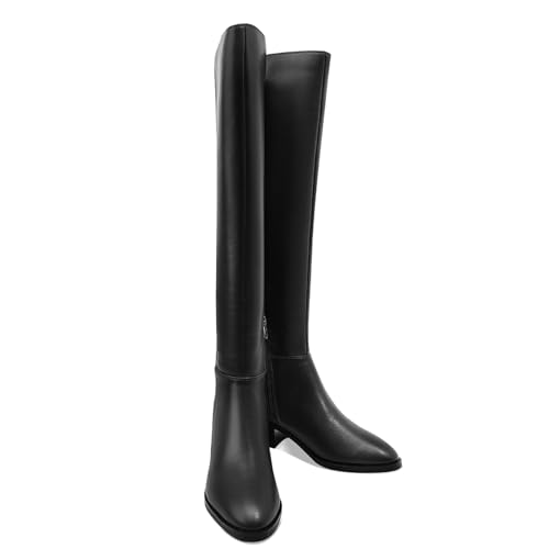 Women Over the Knee High Boots Chunky Heel Round Toe Low Heeled Boots with Stretchy Panel for Women Girls Ladies Fall Winter4