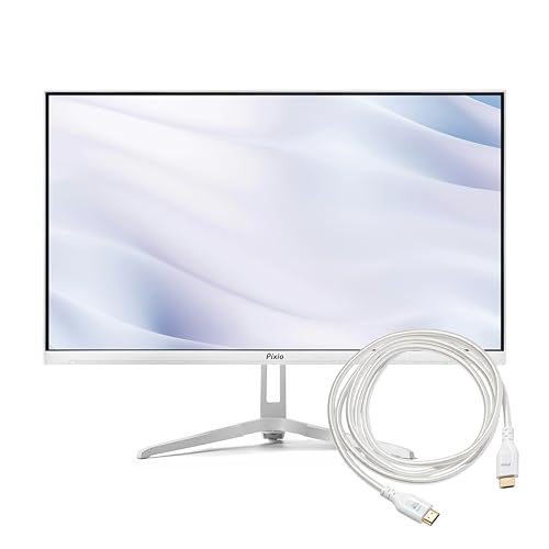 Image of Pixio PX246 Wave White 24 inch 120Hz 1080p IPS Panel Adaptive Sync Gaming Monitor with White HDMI 2.1 Cable Ultra Certified Ultra High Speed 6FT 8K 60Hz 4K 120Hz Nylon Braided