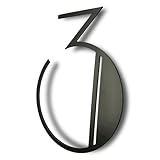 NACH Black Art Deco Floating House Numbers, 6 Inch Steel, Mid Century Style with Mounting Hardware