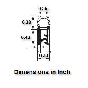 M M Seals C101-10F Small Vertical Bulb Trim Seal Bulb Diameter 0.35" X Edge High 0.42" Grip Range 0.33" (10 Feet) #TOP1