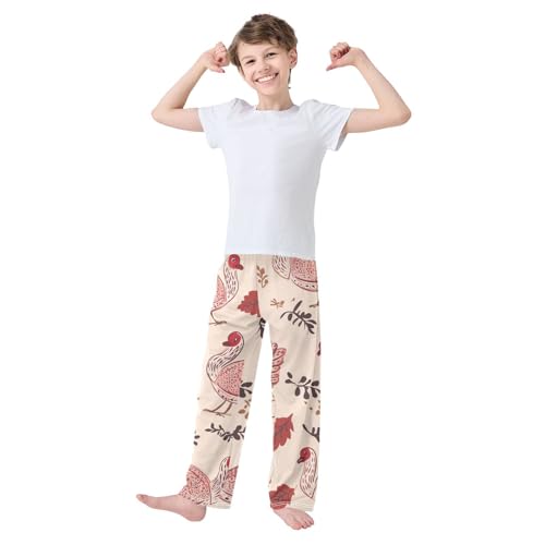 ZZXXB Turkey Leaves Boys Long Pants Soft Trousers Elastic Waist Kids Lounge Bottoms with Pockets S-XL3