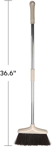 Miniatura 2 de FGY Juego de escoba y recogedor, sartén vertical de pie con escoba de mango largo ajustable, capacidad de 3 litros, gran borde de 10 pulgadas,