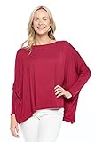 Isaac Liev Women's Tunic Top – Batwing Piko Dolman Sleeve Flowy Loose Fit Oversized Casual Tunic...