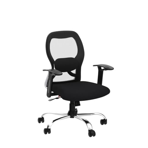 Image of Chair C100 Mesh Mid Back Office Chair /Study /Computer /Revolving /Desk Chair for Work from Home Metal Base Seat Height Adjustable Chair with 1 Years of Warranty Black