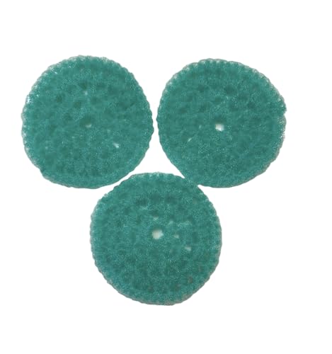 Handmade Crochet Round Scrubbers - Mint Green - Flat - Double Nylon Yarn - Set of 3 - Reusable - Sponge - Scouring Pad - Household Helper