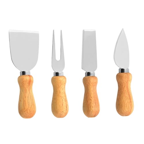 SHINEOFI Set de 4 Couteaux à Fromage en Acier Inoxydable Spatule et Fourchette, Ustensiles Cuisine Multifonction pour Découpe Fromage, Beurre et Pâtisserie, Outil Portable pour Maison