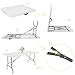 Set of 2 Folding Table 6 FT Lightweight Camping Table Portable Plastic Rectangular Outdoor Dining Table Steel Legs Fold-in-Half with Carrying Handle for Indoor,Picnic,Party,Wedding,Events(White)