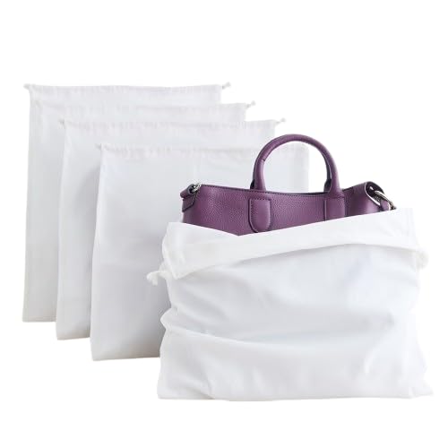 Image of dust bags for handbags | Pack of 5 washable cotton handbag covers for storage | Dust cover storage bags for Handbags, Purses, Shoe Boots | Travel Storage Pouch with drawstring closure